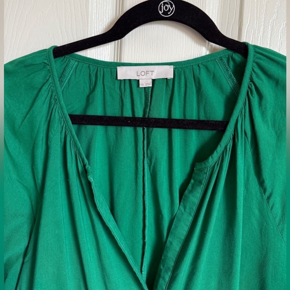 LOFT Green Button Front Mini Swing Dress‎ with Pockets Size XXL - Picture 6 of 7